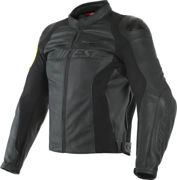 Dainese VR46 Pole Position Leather Jacket Black Yellow